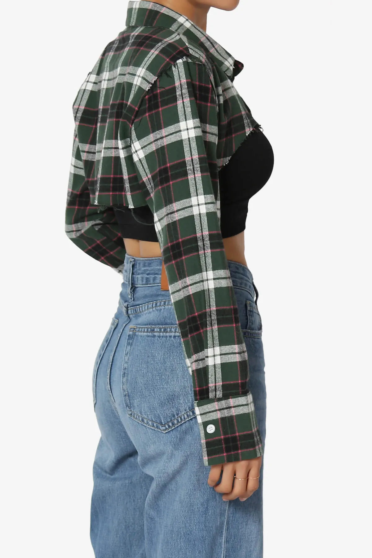 Remmi Cropped Plaid Button Down Shirt
