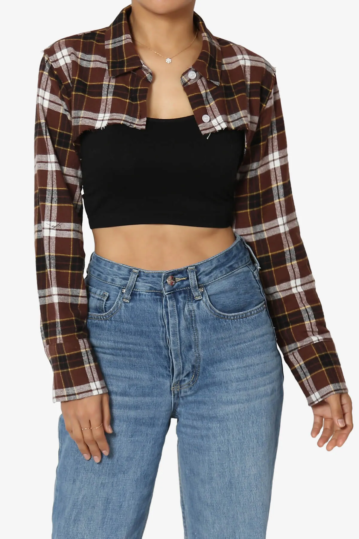 Remmi Cropped Plaid Button Down Shirt