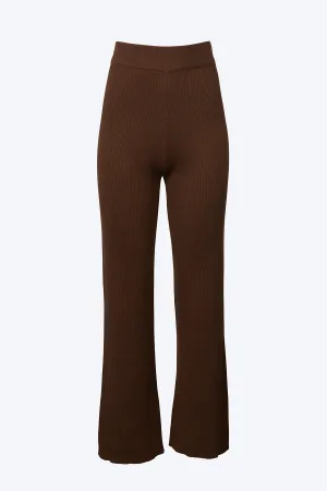 RIBBED-KNIT STRAIGHT-LEG PANTS