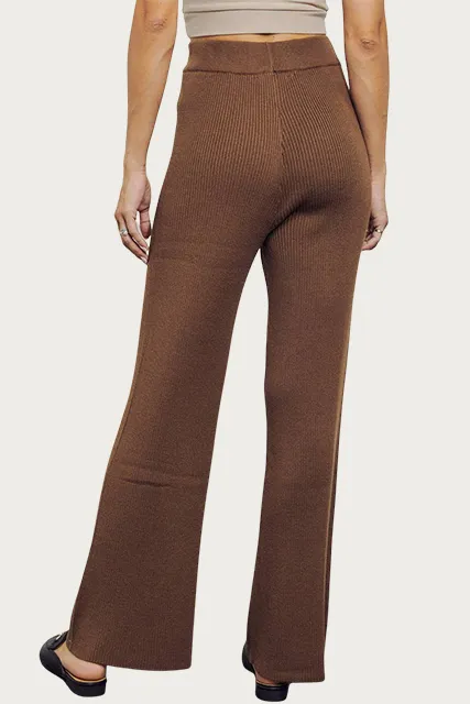RIBBED-KNIT STRAIGHT-LEG PANTS