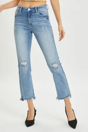 RISEN FULL SIZE HIGH RISE DISTRESSED CROPPED STRAIGHT JEANS