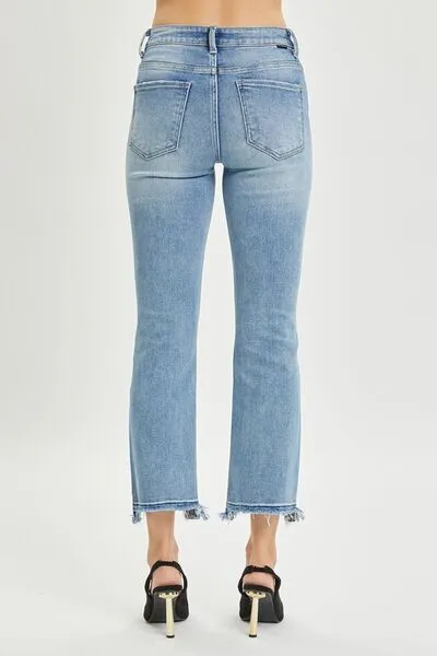 RISEN FULL SIZE HIGH RISE DISTRESSED CROPPED STRAIGHT JEANS