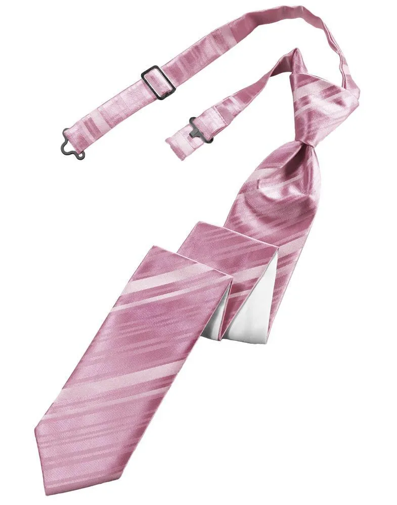 Rose Petal Striped Satin Skinny Necktie