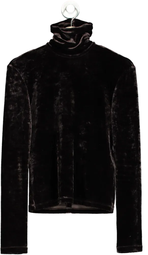 Saint Laurent Black Velvet Turtleneck Top UK M