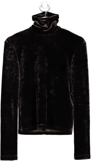Saint Laurent Black Velvet Turtleneck Top UK M