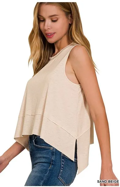 Sand Beige Shark Bite Crop Top