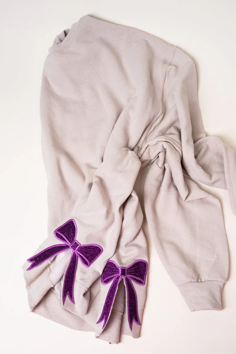 Sandstone You Design It Embroidered Side Bows Unisex NuBlend Crew Sweatshirt *Customize Your Text and Bows