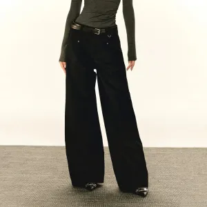 Sleek Pockets Wide-Leg Casual Pants