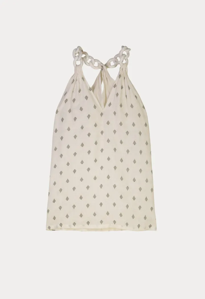 Sleeveless Chunky Acrylic Strap Blouse