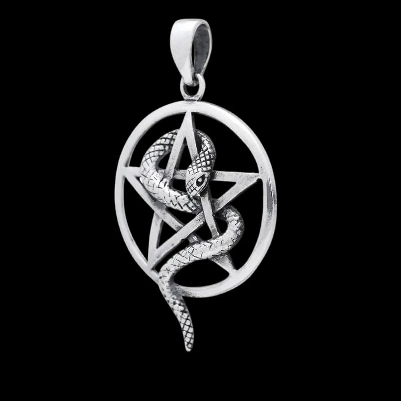 Snake Pentagram Wiccan Pagan 925 Sterling silver Pendant