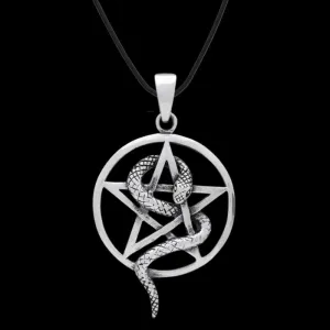 Snake Pentagram Wiccan Pagan 925 Sterling silver Pendant