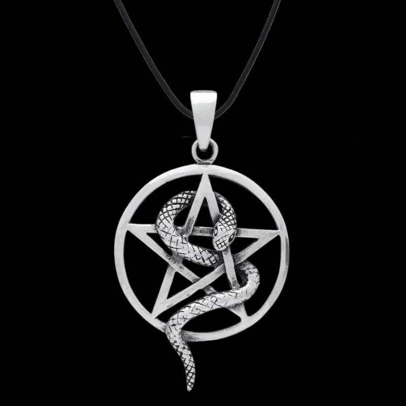 Snake Pentagram Wiccan Pagan 925 Sterling silver Pendant