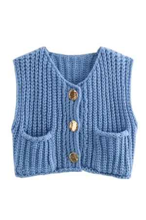 Solid Round Neck Sweater Vest