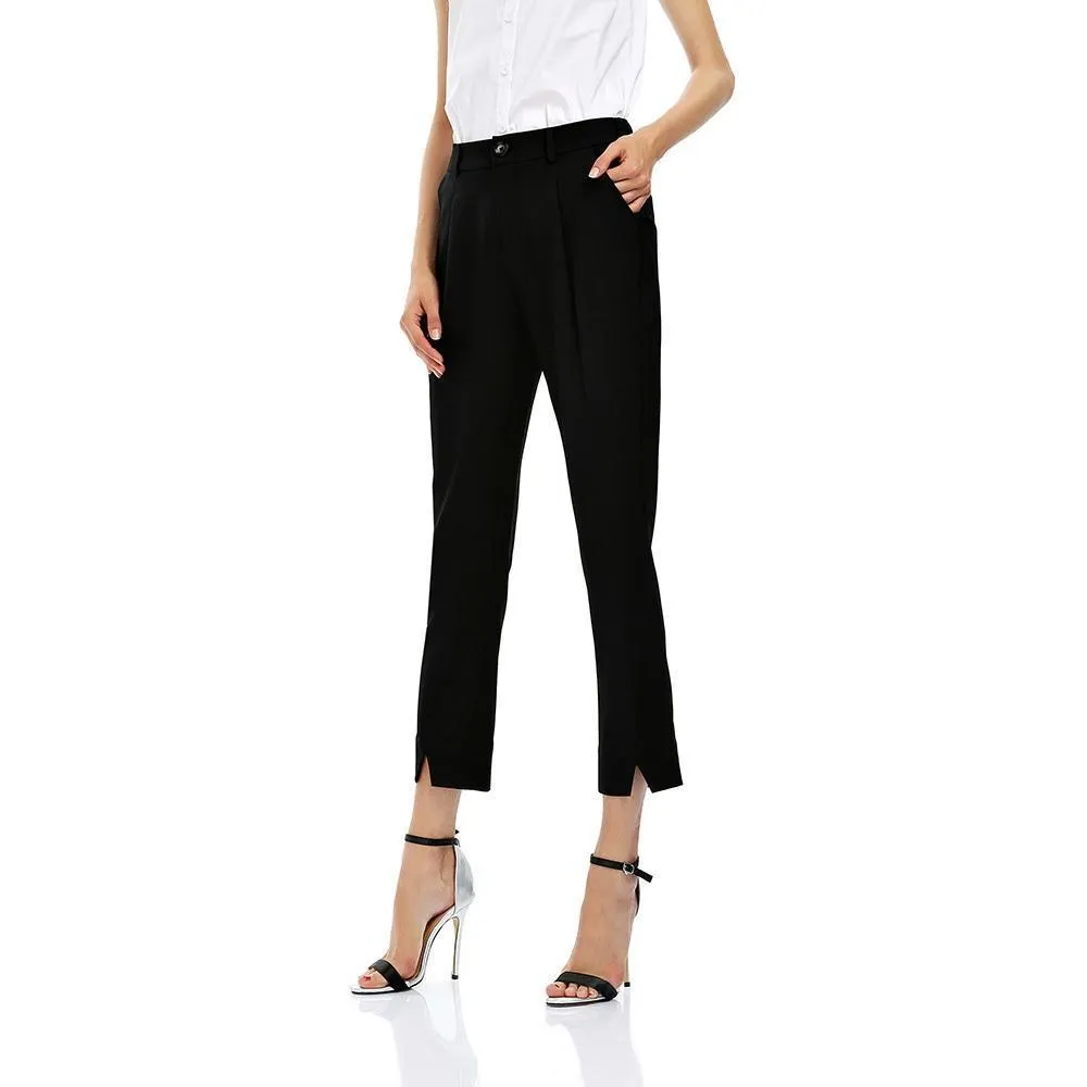 Solid Vented Hem Pants