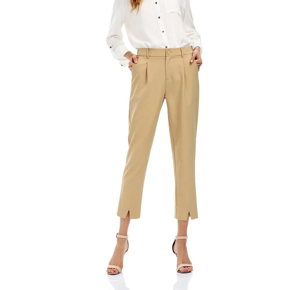 Solid Vented Hem Pants