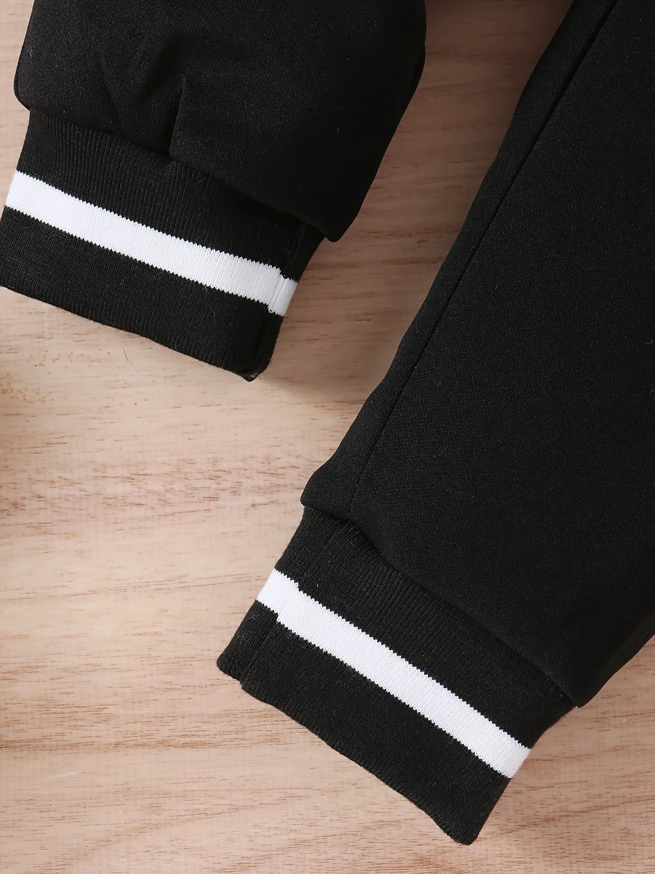 Special stitching embroidered letters baseball jacket   casual trousers baby two-piece set