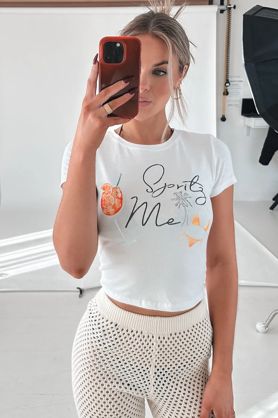 Spritz Me Aperol Spritz Graphic Cropped Babydoll Tee