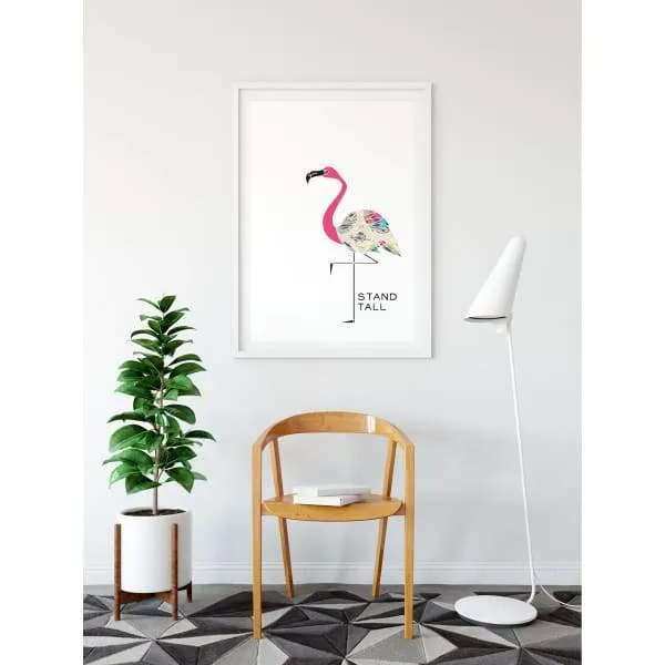 Stand Tall Flamingo art print | Inspirational quote art