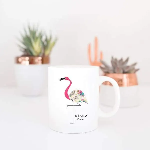 Stand Tall Flamingo art print | Inspirational quote art
