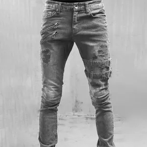 Straight Jeans Men High Waist Jean Summer Jeans Streetwear  Long Pants Trousers
