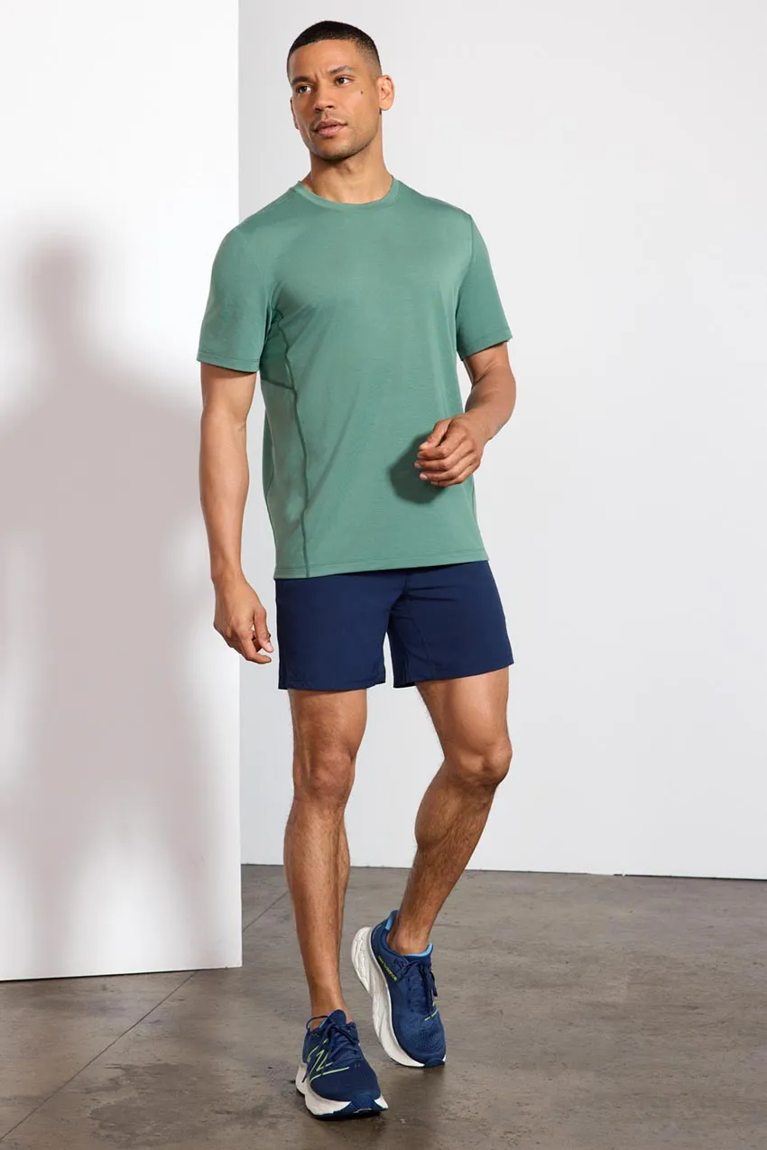 Stride Sweat / Swim Short with Liner - 7" - Deep Navy/Primrose
