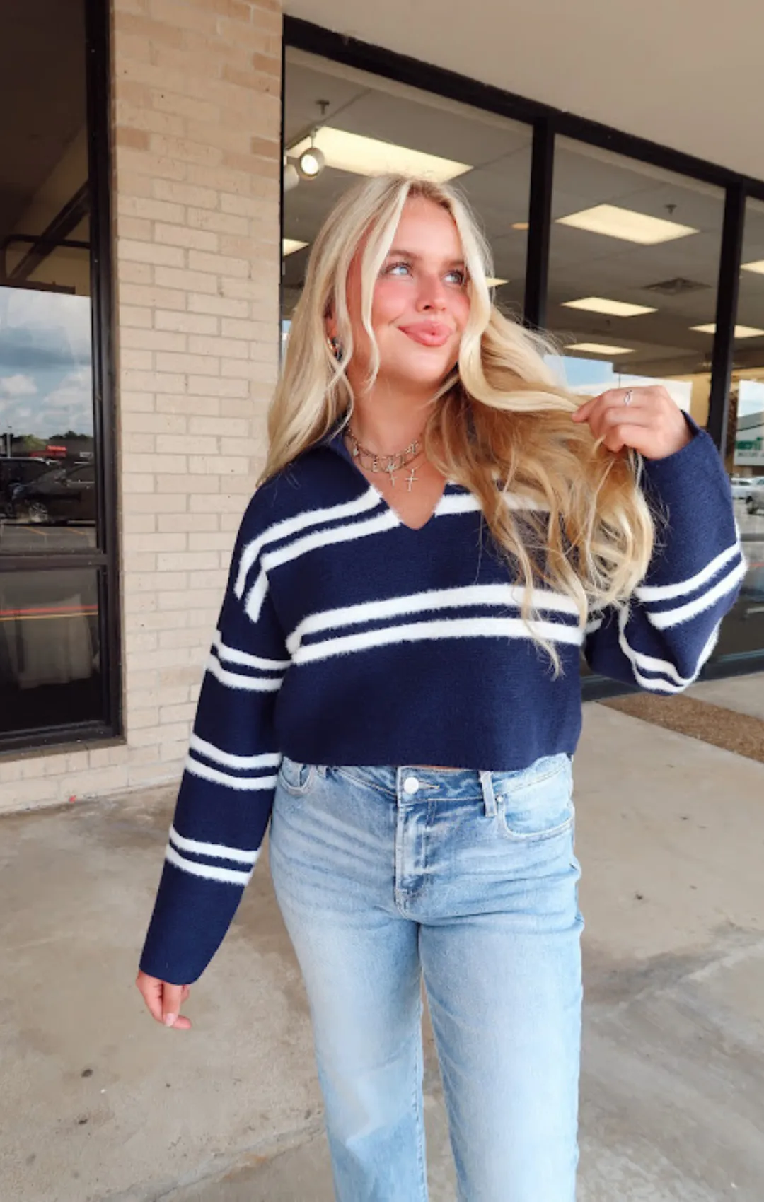 Striped Collared Sweater