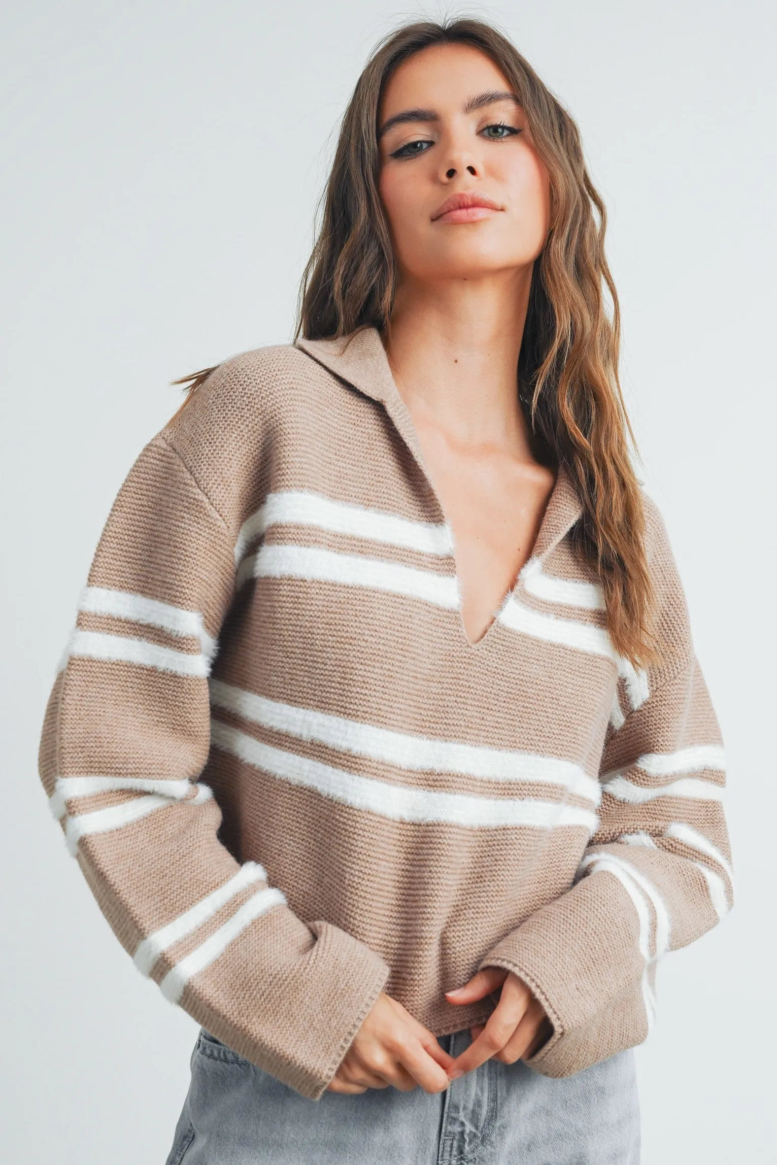 Striped Collared Sweater