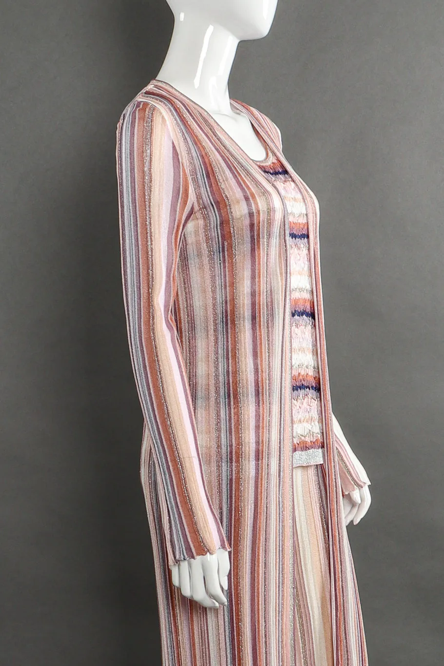 Striped Knit Duster, Tank and Pant Set