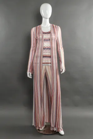 Striped Knit Duster, Tank and Pant Set