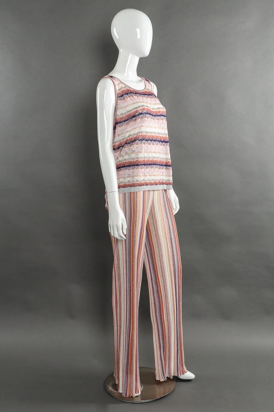 Striped Knit Duster, Tank and Pant Set