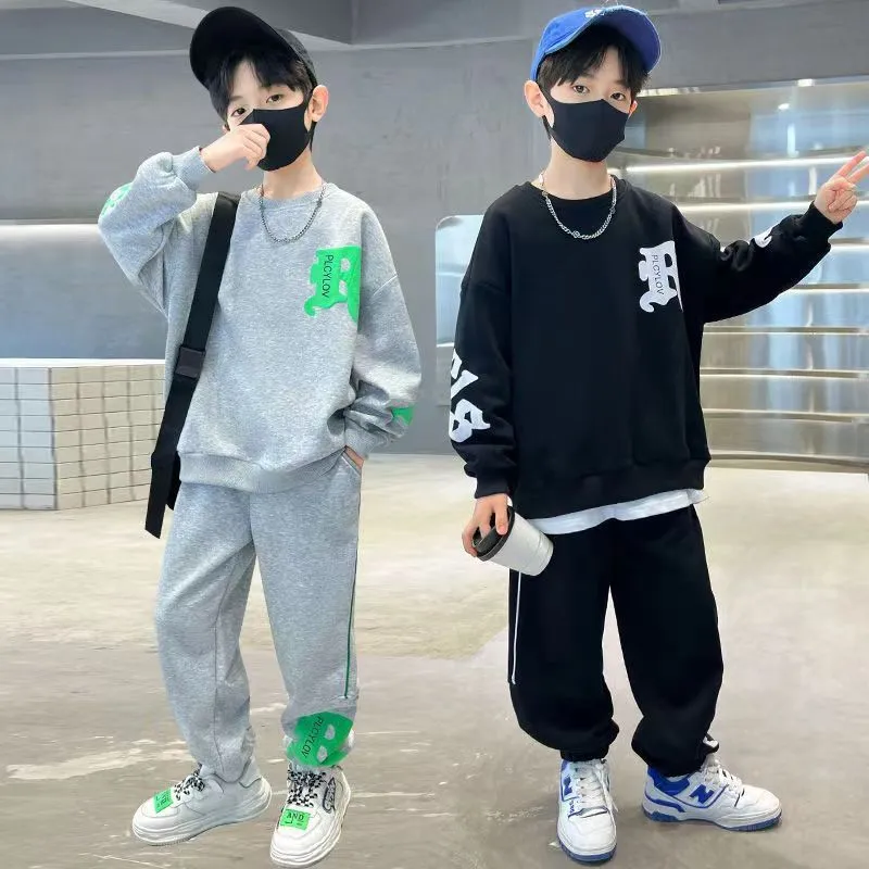 Suit Middle Boys' Clothes Sports Sweater Two-piece Set