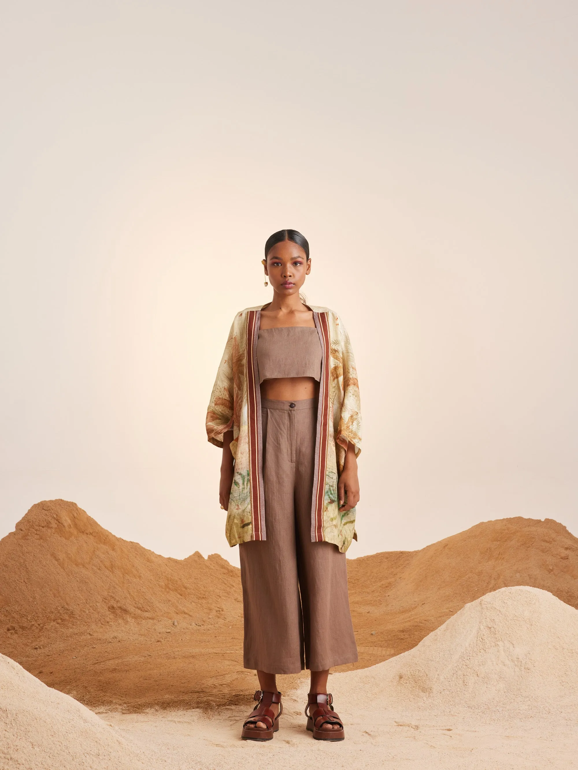 Summer Co-Ord Set Of 3 Cape-June-Woods Ash-Linen-Ss25-Jcs-Wod-Cord