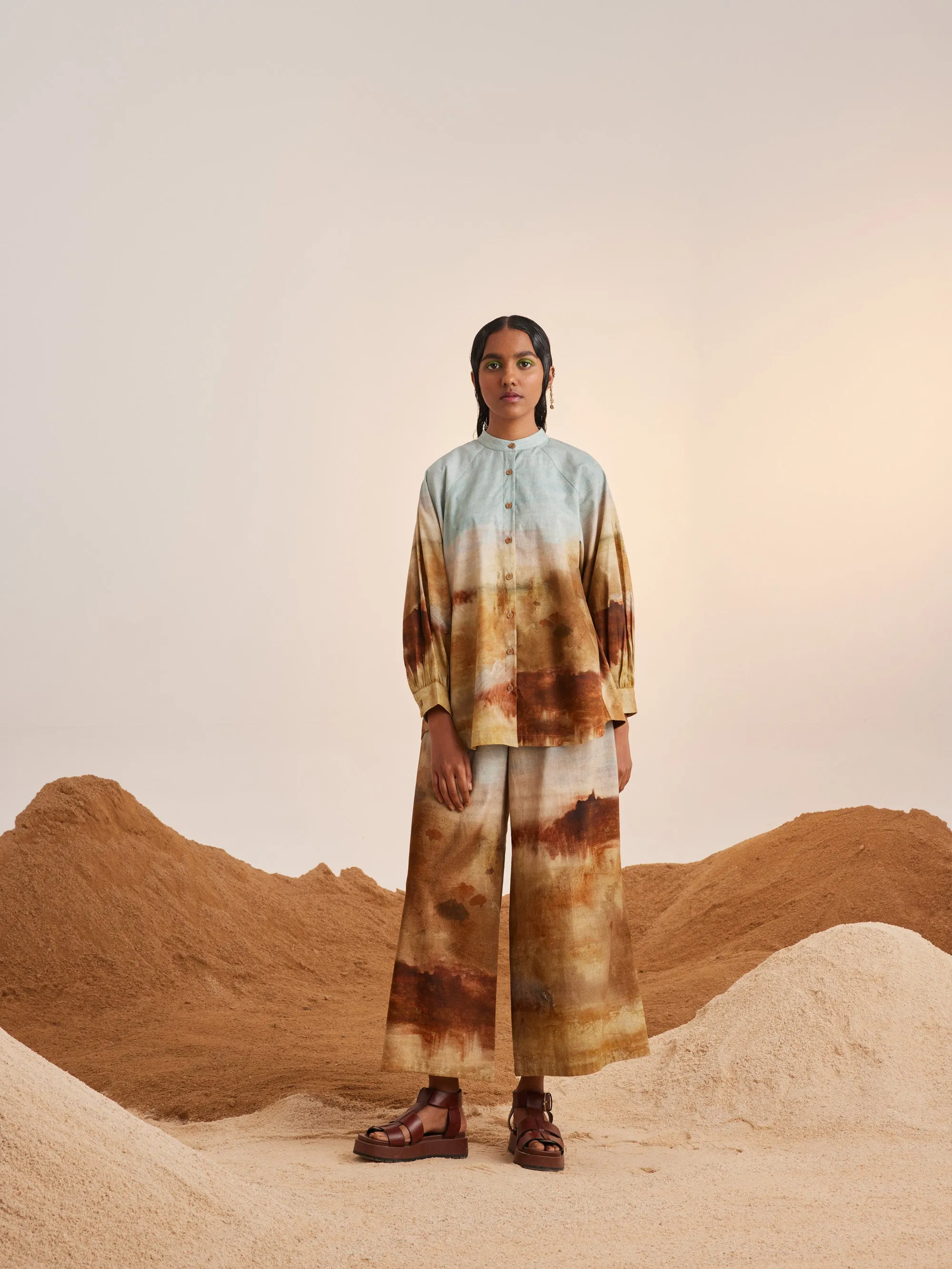 Summer Co-Ord Set Shirt A-Line-Blotch-Cotton Twill-Ss23-Alines-Set-Blp-Cord