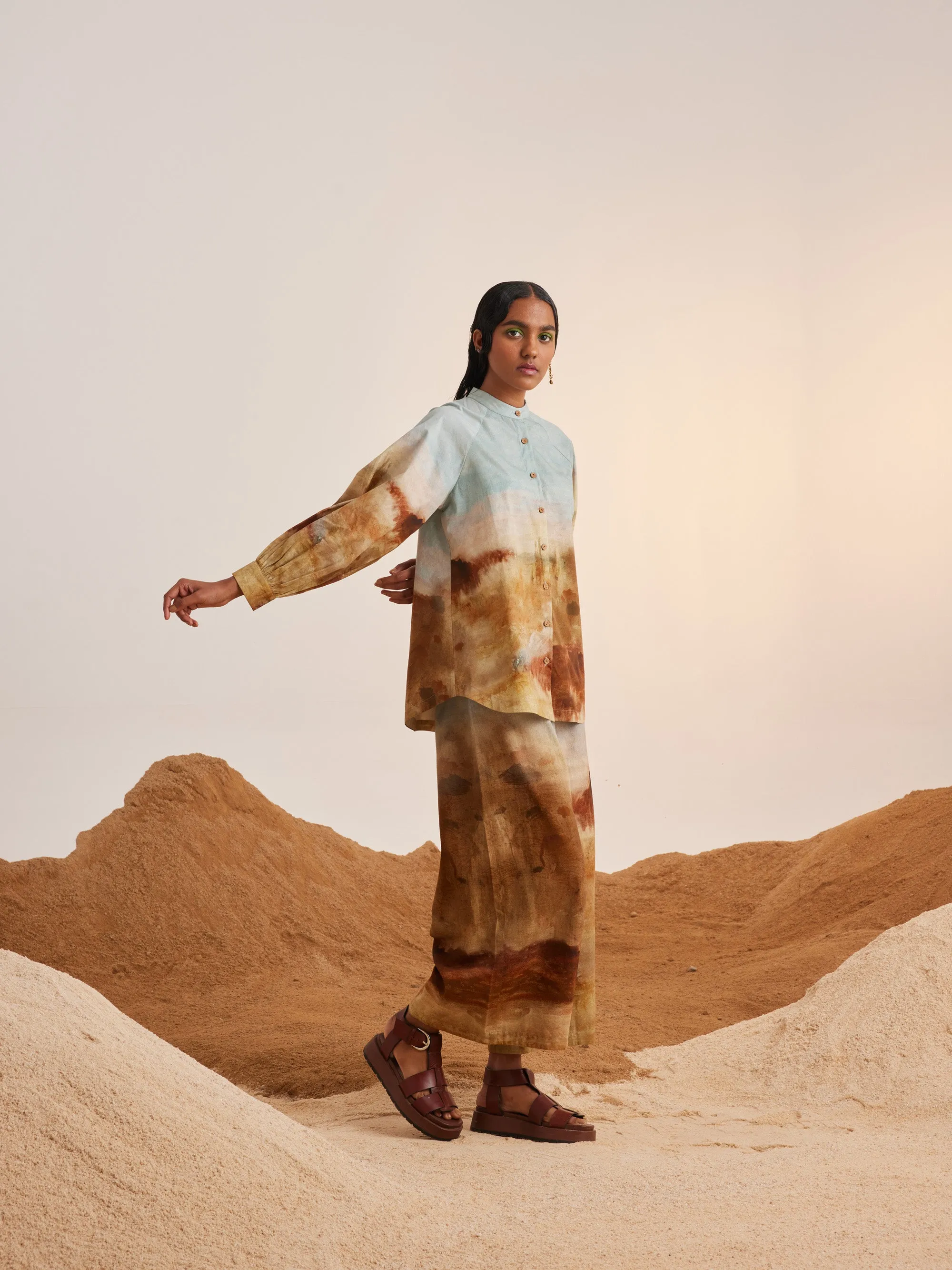 Summer Co-Ord Set Shirt A-Line-Blotch-Cotton Twill-Ss23-Alines-Set-Blp-Cord