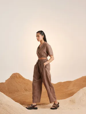 Summer Co-Ord Set Top Cropped Overlap-Ash-Linen-Ss25-Ocs-Ash-Cord