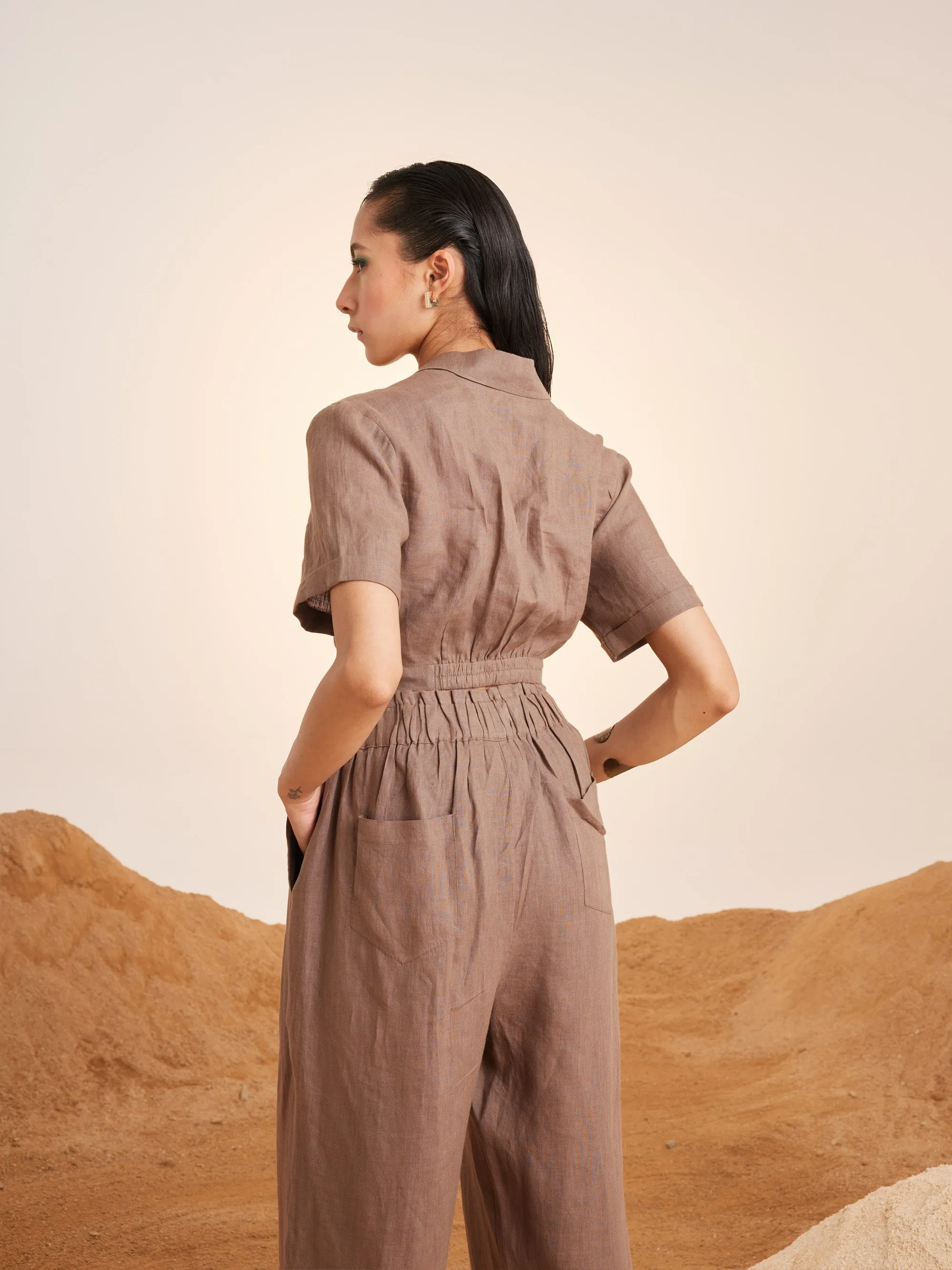 Summer Co-Ord Set Top Cropped Overlap-Ash-Linen-Ss25-Ocs-Ash-Cord
