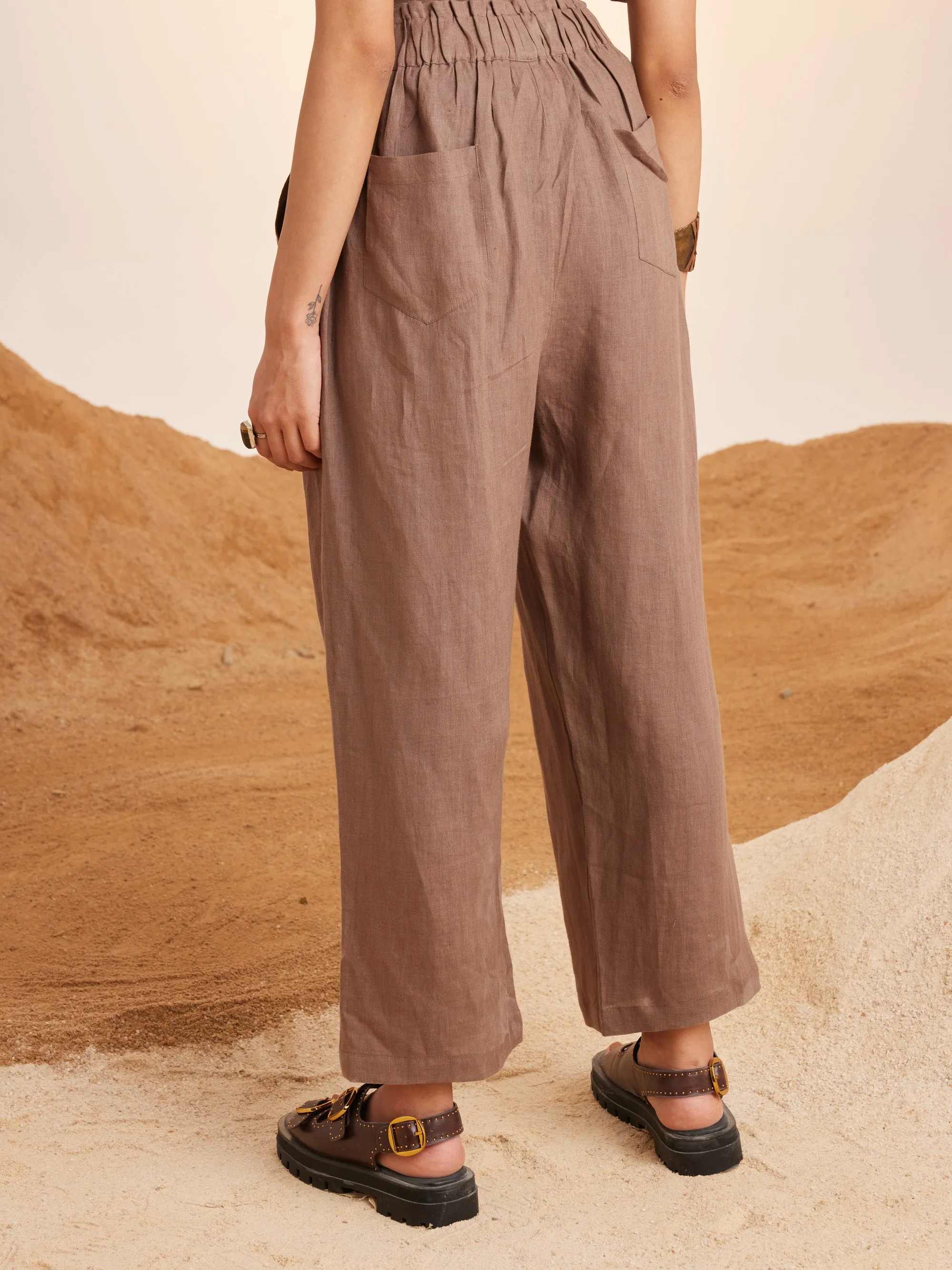 Summer Co-Ord Set Top Cropped Overlap-Ash-Linen-Ss25-Ocs-Ash-Cord