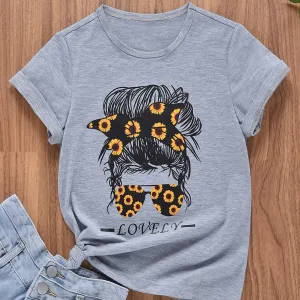 Sunflower Graphic Tee Top for Girls - A Fun and Fashionable Summer Outfit