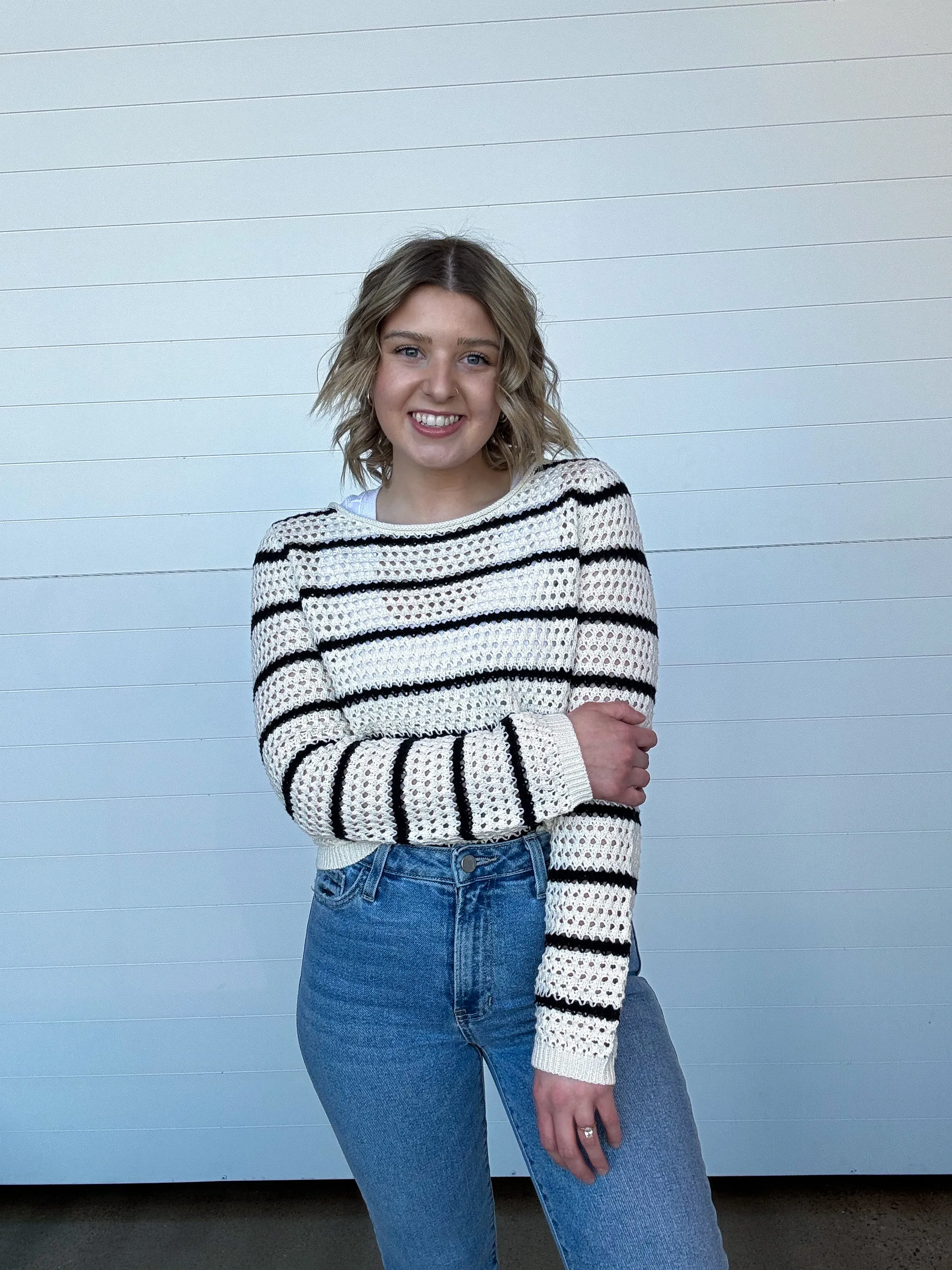 The Kit Stripe Crochet Sweater