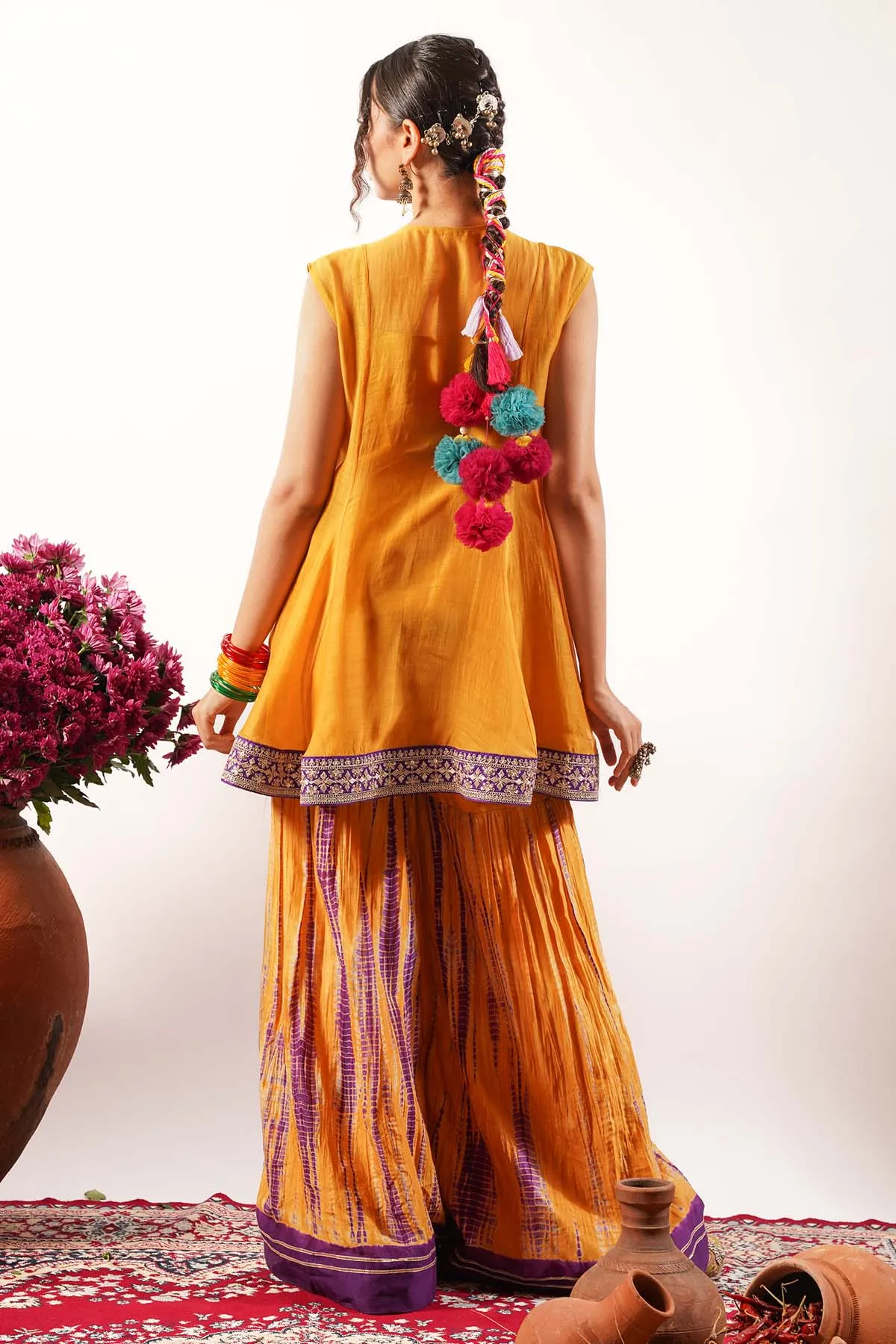 Tie Dye Chanderi Sharara Set