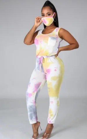 TieDye Jogger Pants Jumpsuit with Mask ‼️ XL Available ‼️