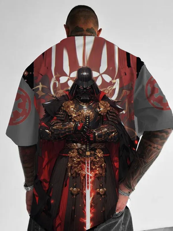 Trendy Samurai Print Short Sleeve Shirt