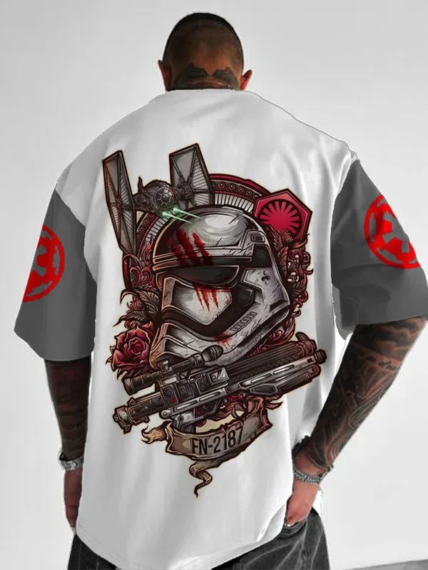 Trendy Samurai Print Short Sleeve Shirt