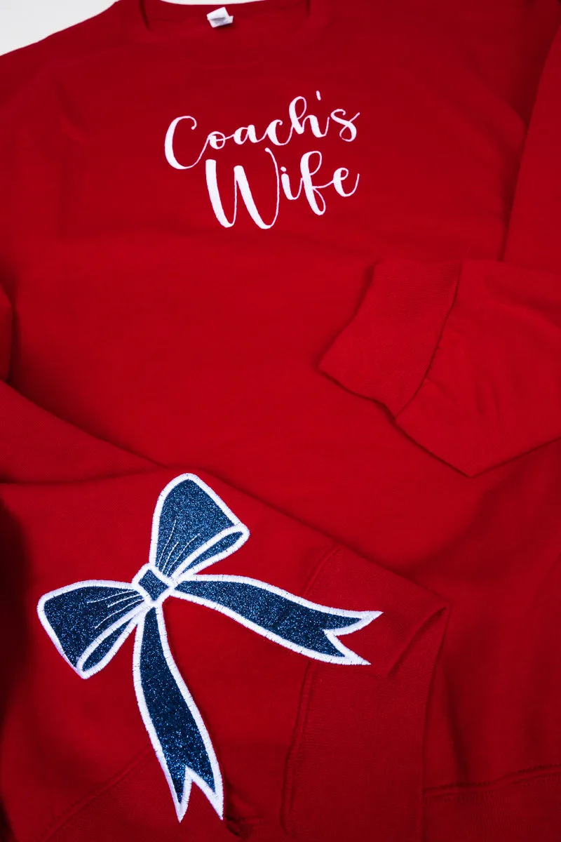 True Red You Design It Embroidered Side Bows Unisex NuBlend Crew Sweatshirt *Customize Your Text and Bows