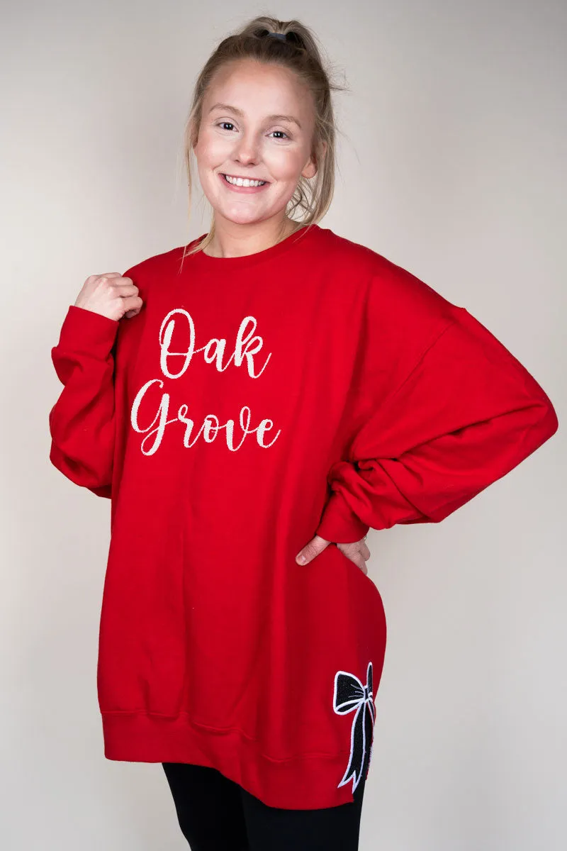 True Red You Design It Embroidered Side Bows Unisex NuBlend Crew Sweatshirt *Customize Your Text and Bows