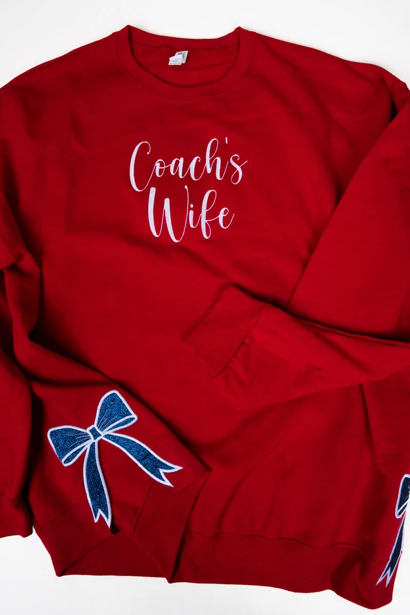 True Red You Design It Embroidered Side Bows Unisex NuBlend Crew Sweatshirt *Customize Your Text and Bows