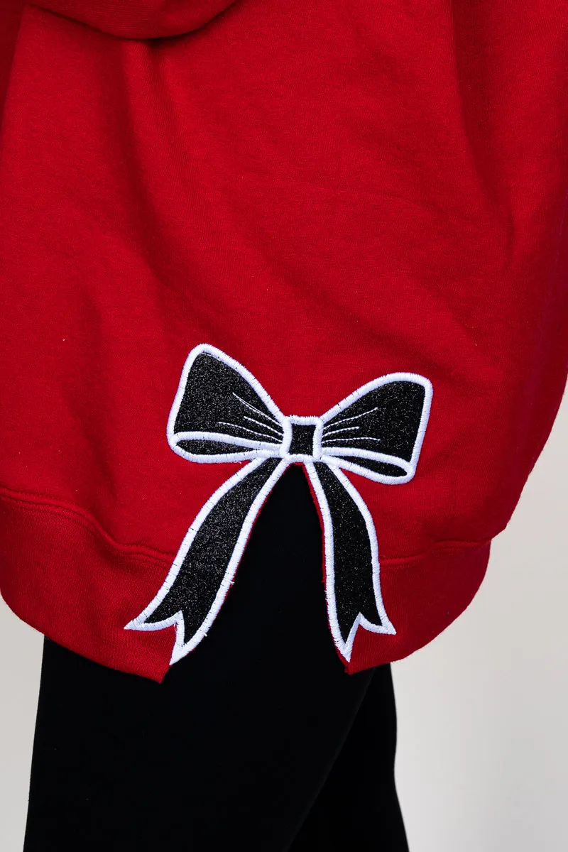 True Red You Design It Embroidered Side Bows Unisex NuBlend Crew Sweatshirt *Customize Your Text and Bows
