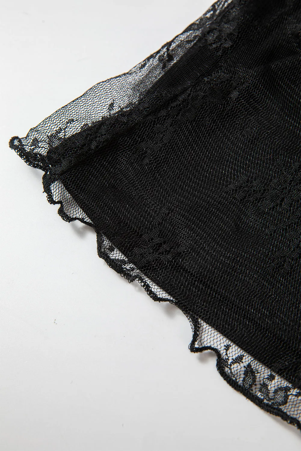 Twilight Wish Black Floral Mesh Top