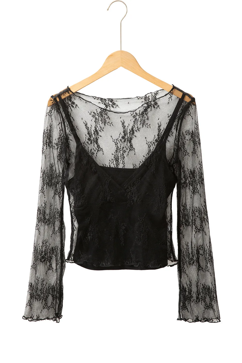 Twilight Wish Black Floral Mesh Top