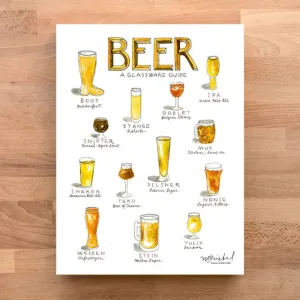 Types of Beer Watercolor Art Print